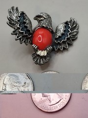 2 Signed Vtg Enamel Brooches: NAPIER U.S. Flag, GERRYS Patriotic Eagle