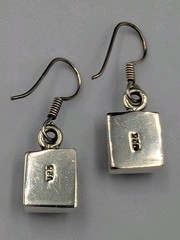 Vtg Sterling Silver Greek Key Maze Spiral Square Shape Hook Dangle 925 Earrings