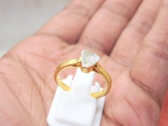 14k Gold Plated Natural Diamond Ring, Rose Cut Diamond 925 Sterling Silver Ring