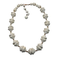 Vintage Haskell Style Choker Necklace Chunky White Molded Lucite Beads 50s 60s 5