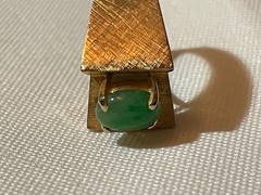 Vintage 14k Yellow Gold Nephrite Mid Century Ring Size 3.75 Weighs 6 Grams