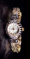 1940’s Winnie Japanese Movement Gold Rhine Stones Women Vintage Wrist Watch