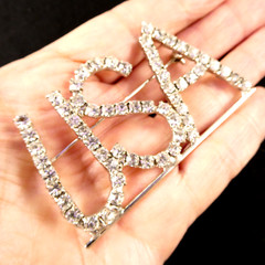 Huge Vintage USA Rhinestone Pin Brooch Patriotic Jewelry Clear Prong Set Stones