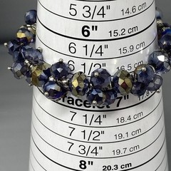 Metallic Coated Glass Beaded Bracelet Stretch Peacock Oil Slick Blue Purple 6.75