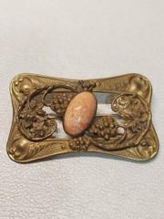 ANTIQUE ART NOUVEAU DECO Grape NEIGER CZECH GLASS JEWEL SASH PIN BROOCH7.5*4.5cm