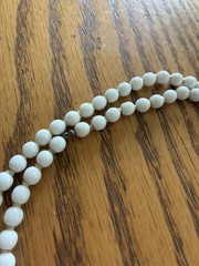 Vintage White Milk Glass Knotted Flapper Opera Strand Necklace – 54″