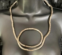 Vtg Bendable Coil Necklace Formable Silver Tone Snake Coil Continuous Strand