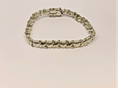 Vintage FAS 925 Sterling Silver Hearts and Kisses Bracelet 7″ 13.5g