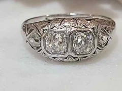 Art Deco Round Lab Created Diamond 14K White Gold FN Filigree Engagement Ring