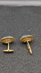 Vintage Glass Simulated Star Sapphire Tone, God Tone, Cufflinks