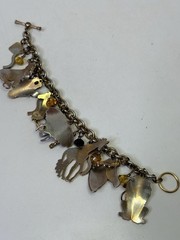 Lunch at the Ritz Signed Charm Bracelet Enamel Zoo Animals Toggle & Loop READ