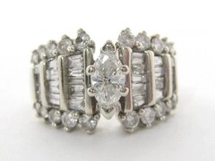 3Ct Marquise Cut Lab Created Diamond 14K White Gold FN Cluster Engagement Ring