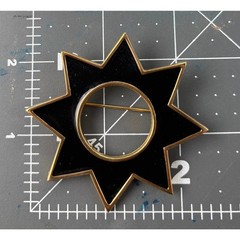 Vintage MONET Blue & Gold Enamel STAR & TRIANGLE Brooch Modernist