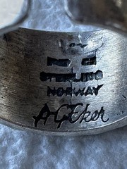 Vintage Anna Greta Eker Modernist Sterling Silver Ridged Adjustable Ring Size 6