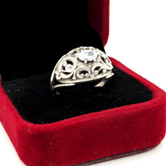 Vintage Elegant RING Silver 925 with Big Bright Stone -size: 9US (18.8mm) | #113