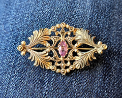 Art Deco Amethyst & Sterling Silver Vintage Brooch, Marcasites, ANtique Style