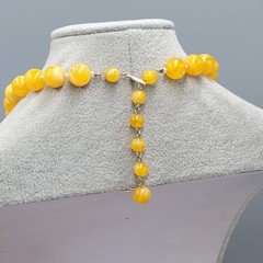 Vintage Yellow Bead Statement Bold Necklace Estate Costume Jewelry 18″ adj
