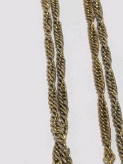 VTG Freirich Gold Tone Chain Necklace With Stationed Oval Metal Beads 54″. FLAW