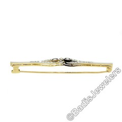 Antique Edwardian Platinum Top 18k Gold 0.55ctw Diamond Milgrain Bar Pin Brooch