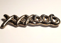 Vintage 1980s X and O Abstract Modern Art Puffy Sterling Silver Pin Brooch 14.9g