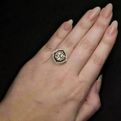 3Ct Art Deco Style Lab Created Diamond & Ruby Engagement 14k White Gold FN Ring
