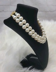 Vintage Carol Lee Faux Large Pearl Necklace Double Strand Carolee Signed
