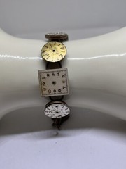 bracelet antique handmade 7″ long watch faces copper hardware ooak