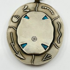 VTG Bell Trading Nickel Silver Tone Post Turquoise Cabochon Southwestern Pendant