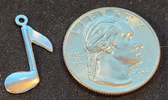 Vintage WELLS Sterling Silver EIGHTH NOTE #1 Bracelet Charm, 0.68g, 3/4 in