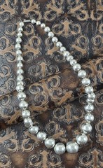 Vintage Signed Alpaca Silver Tone Graduated Ball Bead Necklace 27 1/2 inches