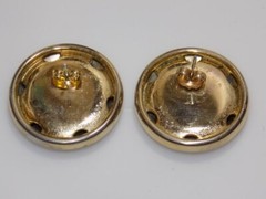 J836-VINTAGE PIERCED EARRINGS~CLASSIC GOLD BUTTON STYLE~1″ WIDE
