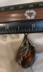 Brown Natural Amber Pendant from Latvia, Vintage