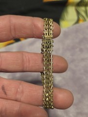 Vintage Stainless Steel Gold Tone Tennis Bracelet 7.5inch