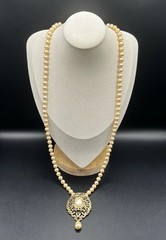 Victorian Style Statement Necklace Faux Pearl Removable Pendant Brooch *See pics