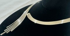RARE LOS BALLESTEROS Vtg Mexican Silver PINEDA HAND Heavy 106g CHOKER NECKLACE