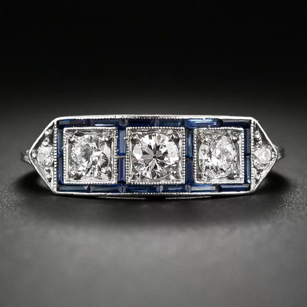 Vintage Art Deco 1 Ctw White Round Cut Engagement Wedding Ring Solid 925 Silver