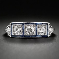Vintage Art Deco 1 Ctw White Round Cut Engagement Wedding Ring Solid 925 Silver