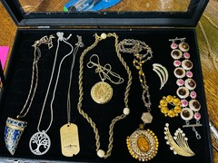 Vintage Lot Of 10 Jewelry Necklaces Bracelet Brooch Carolee-nice