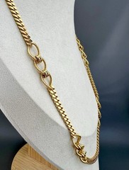 Vintage Monet Necklace Chunky Curb Chain Oval Link 1980s Gold Tone Signed 24”