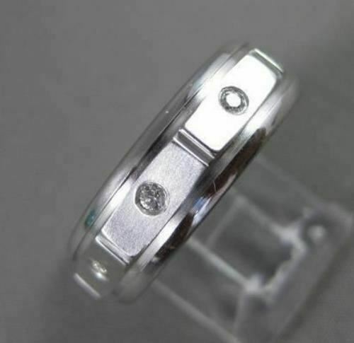 ESTATE WIDE 0.24CTW DIAMOND 14KT WHITE GOLD BRICK DESIGN ETOLIE MENS RING #17839