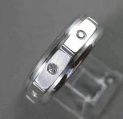 ESTATE WIDE 0.24CTW DIAMOND 14KT WHITE GOLD BRICK DESIGN ETOLIE MENS RING #17839