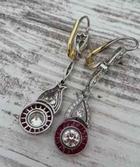Art Deco Vintage Dangle Earrings 10K White Gold 2.4Ct Round Lab Created Diamond