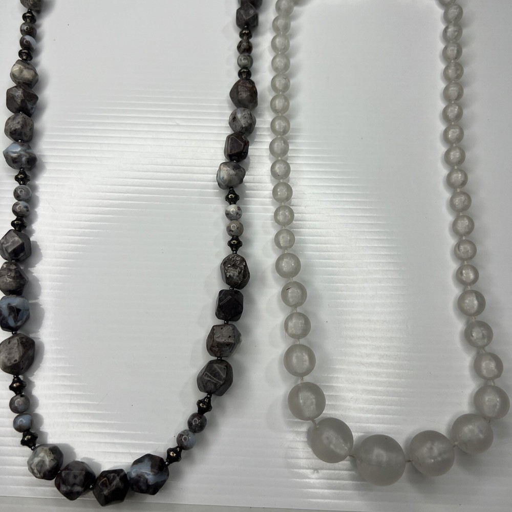 H1 Lot Lucite Acrylic Tan Resin Stones Beaded Taupe 70s Glam Retro Boho Hippie