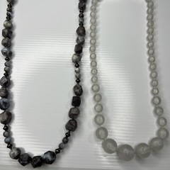 H1 Lot Lucite Acrylic Tan Resin Stones Beaded Taupe 70s Glam Retro Boho Hippie