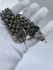 Vintage Cathé Cathe Chunky Silver Tone Heavy Brutalist Ball & Chain Bracelet