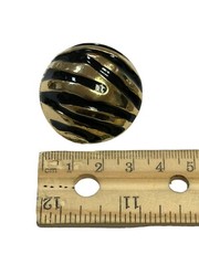 Vintage Clip On Earrings Chunky Tiger Stripe Gold Domed Round Heavy Metal