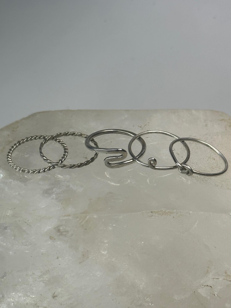 5 Slender ring stacker band size 5.50 sterling silver women girls rings bands