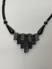 Vintage Hematite Necklace Geometric Natural Stone Design