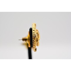 Vintage Anchor Stud Earrings Nautical Pierced Round Gold Tone 80s 1980s BinAR