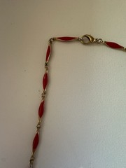 Vintage Gold Tone And Pink Enamel Double Sided Necklace 22”